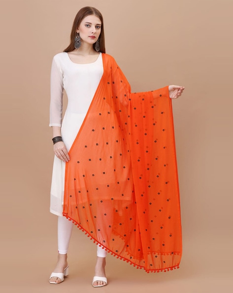 Floral Dupatta with Lace Hemline Price in India