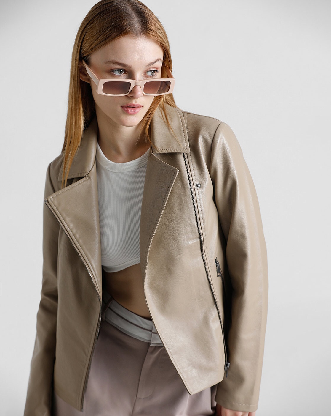 Crimsoune Club Beige Leather Jacket