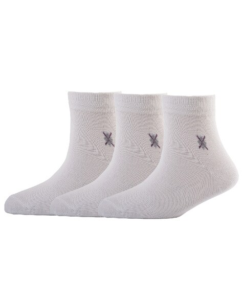 Pack Of 3 Micro Printed Ankle-Length Socks