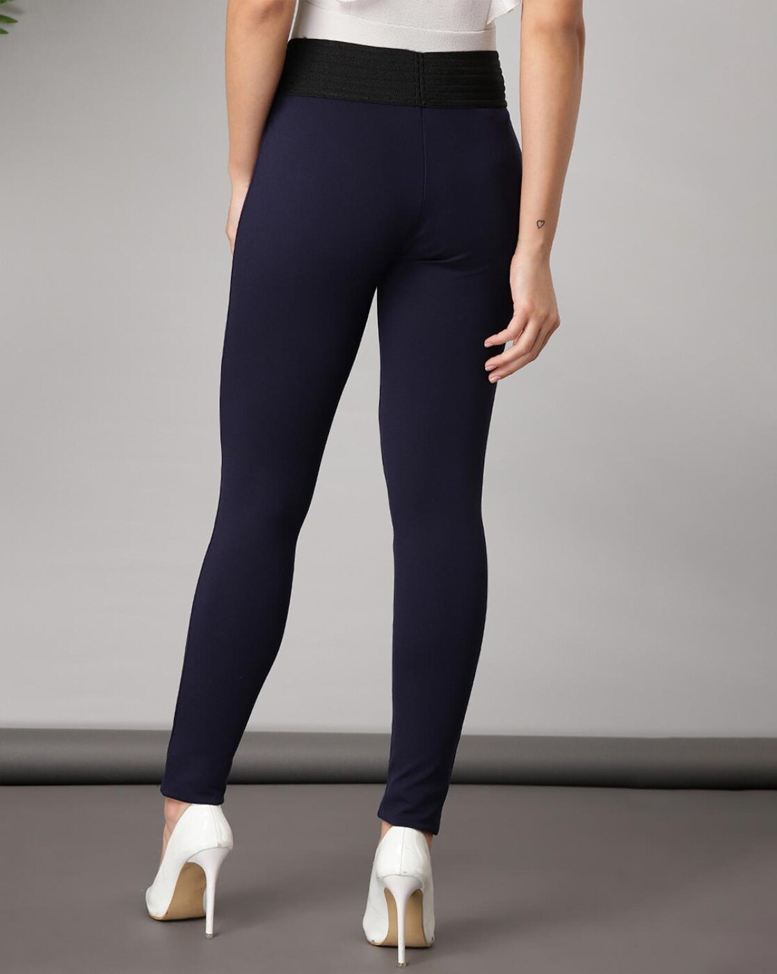 Skin-Fit Navy Blue Jeggings – Lakshita