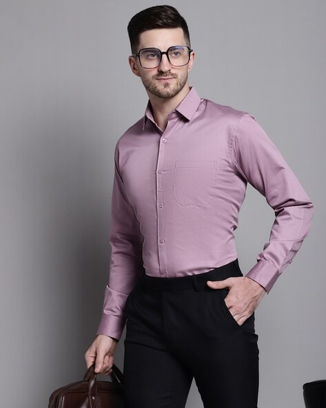 Buy Jainish Light Purple Regular Fit Self Design Cotton Shirt for Men's  Online @ Tata CLiQ