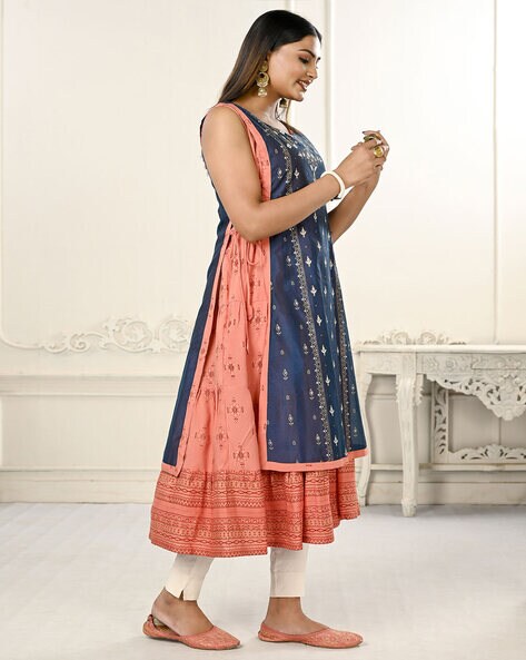 Bandhej Printed Anarkali Kurti in Georgette