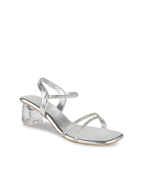 Silver block heel discount sandal