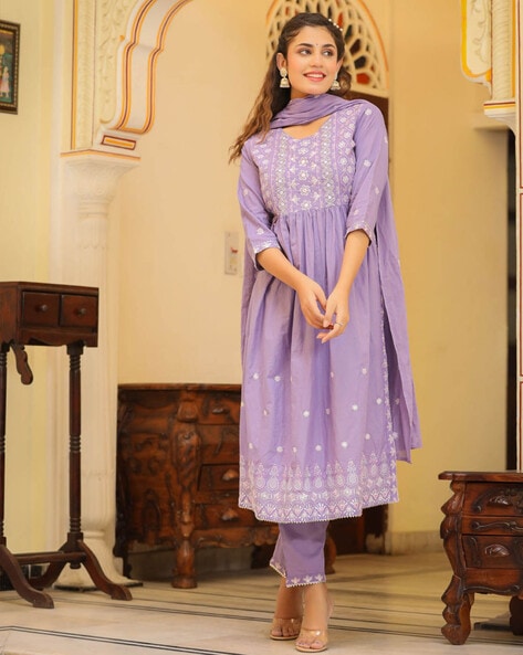 Buy Purple Kurta Suit Sets for Women by Readiprint Fashions Online