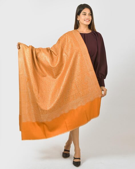 Floral Woven Shawl Frayed Hem Price in India