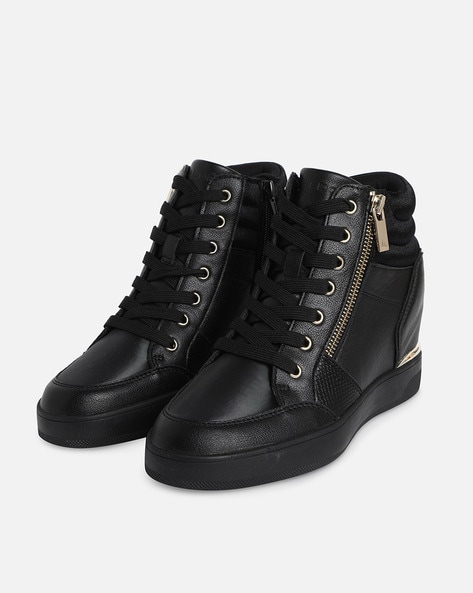 Women's Black Canvas Wedge Hi-top Rhinestones High Heel Sneaker Casual  Party Shoes - Etsy