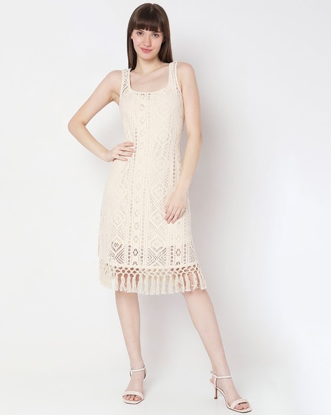 VERO MODA Women A-line Beige Dress - Buy VERO MODA Women A-line Beige Dress  Online at Best Prices in India