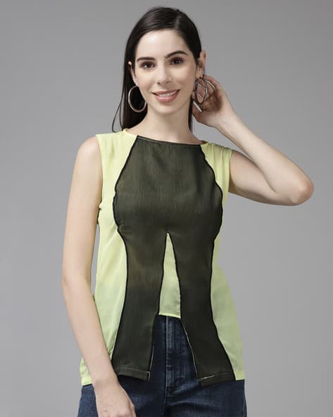 MUHURATAM Colourblock Round-Neck Top