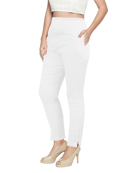 Buy White Trousers & Pants for Women by POPWINGS Online | Ajio.com