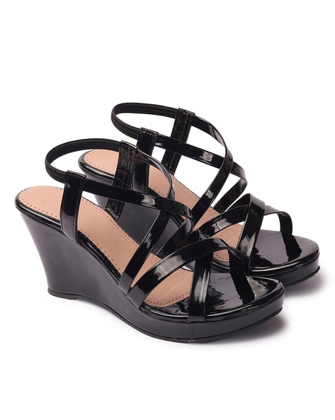 Women's Platform Wedge Sandals Open Toe Cross Ankle Strap - Temu