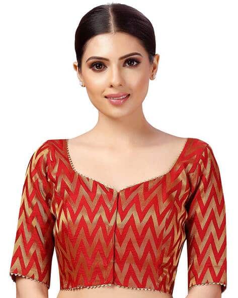 Chevron Woven Front-Open Blouse