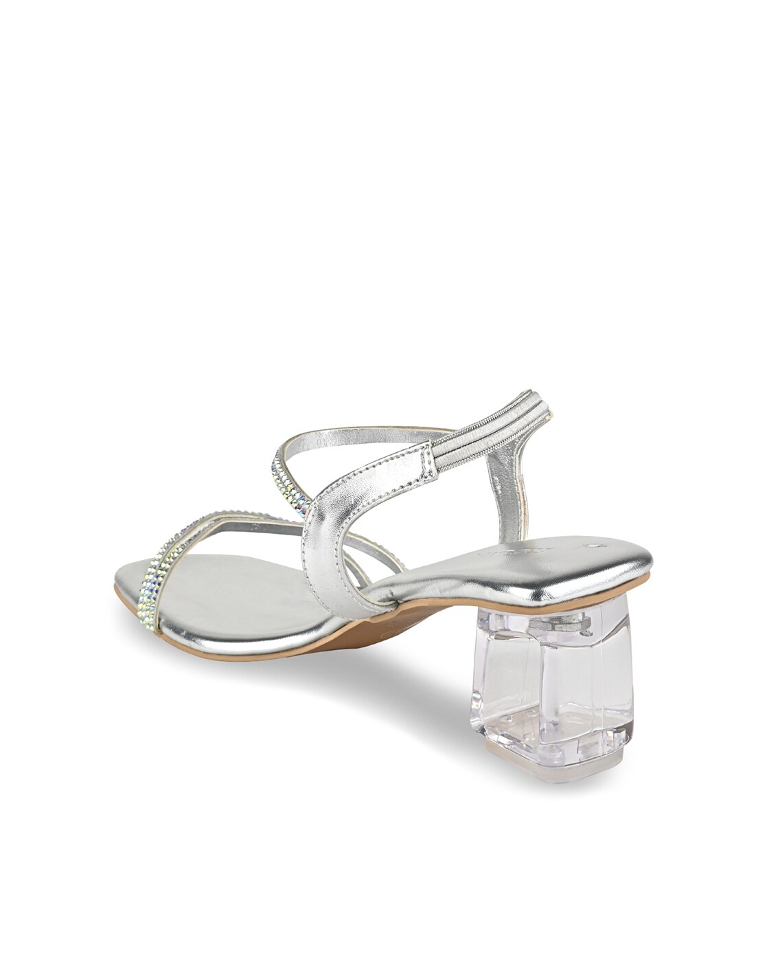 Buy Silver Heeled Sandals for Women by STEPEE Online | Ajio.com