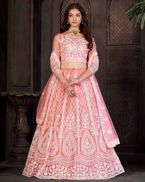 Photo of White floral lehenga with gold borders and peach dupatta for  mehendi