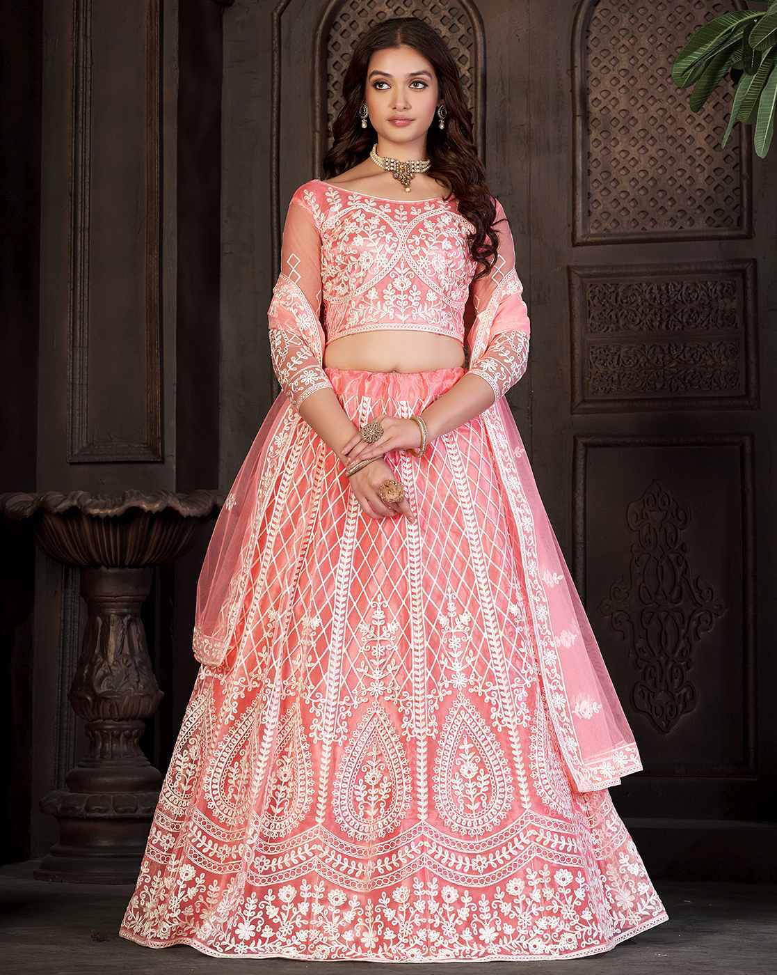 Pakistani Bridal Wear Red Blouse Fit n Flare Lehenga