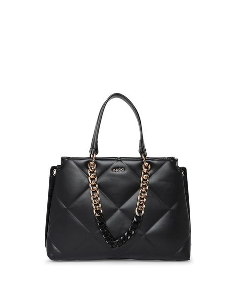 ALDO Menifee black quilted cross body bag with double gold chunky chain  strap | ASOS