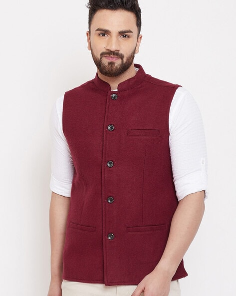 Even Nehru Jacket with Welt Pockets