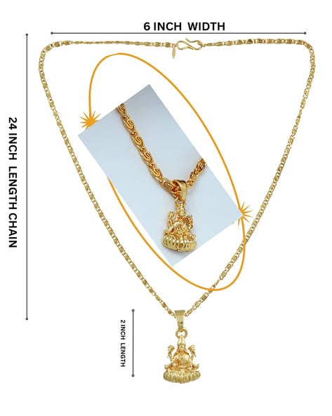 Gold chain with lakshmi on sale pendant