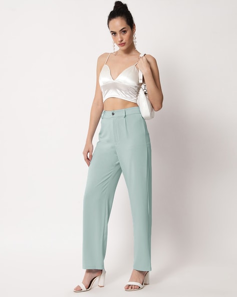 Buy Sea Green Trousers & Pants for Women by KOTTY Online