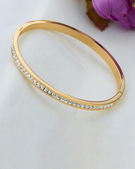 Vijayanthi Majenta Stones Gold Plated American Diamond Bracelet – AG'S