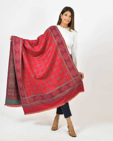 Women Geometric Woven Woolen Shawl Price in India
