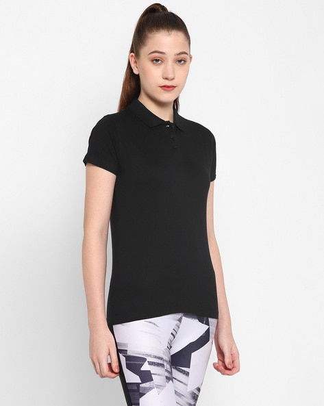 Black short sleeve polo fashion neck