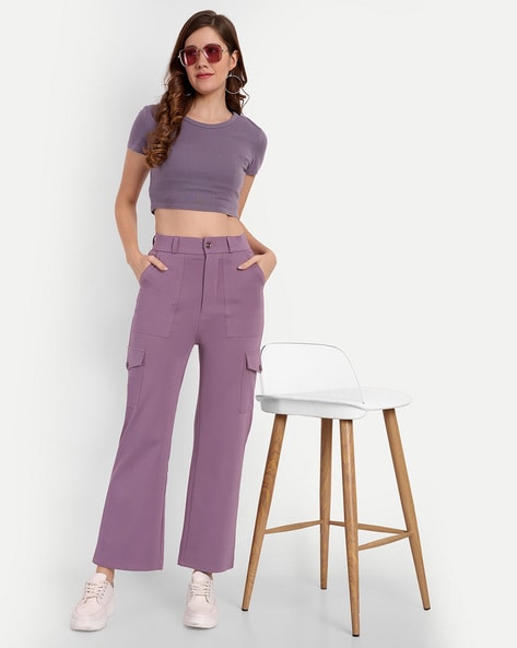 Buy Purple Trousers & Pants for Women by Broadstar Online