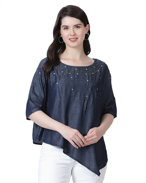 Embellished Round-Neck Poncho Price in India