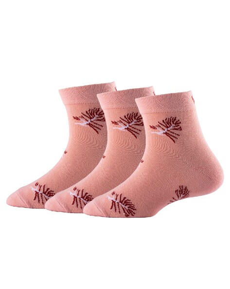 Pack Of 3 Micro Printed Ankle-Length Socks