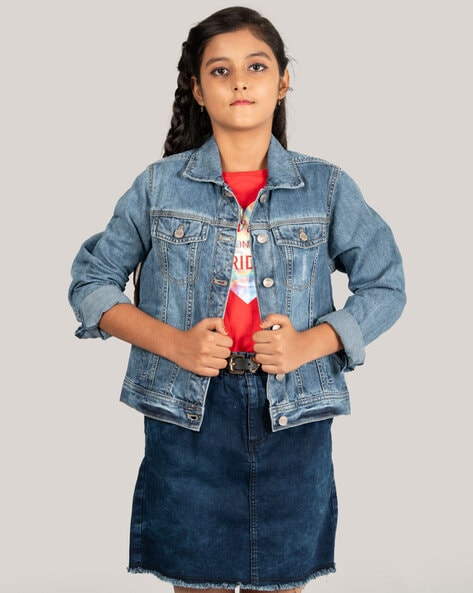 Indha Blue Denim Short Jacket for Women - Exclusive Discounted Offer