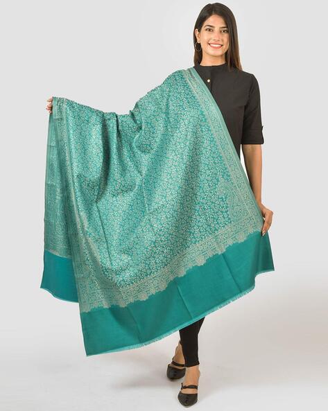 Floral Woven Shawl Frayed Hem Price in India