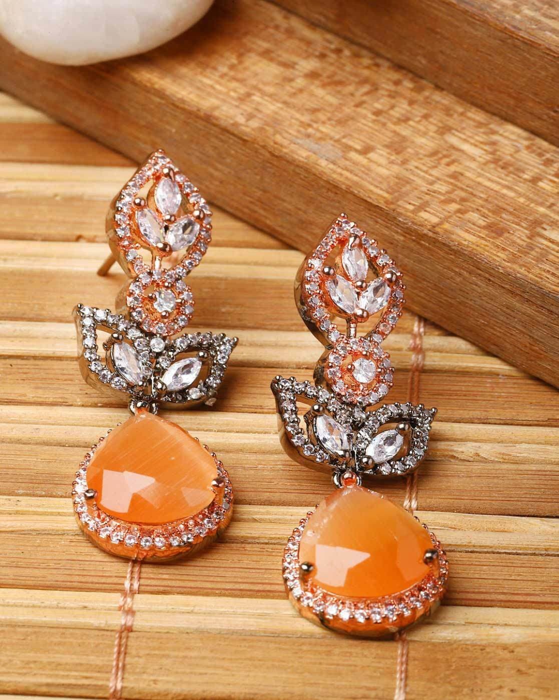 Jeweriche Imitation Yellow Color Fancy Round Design Gola Stone Earrings