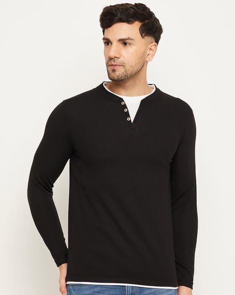 V-Neck T-Shirt with Full Sleeves