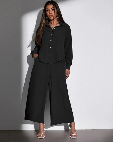 Standards & Practices Women's Plus Size Side Slit Flared High Waist Pants