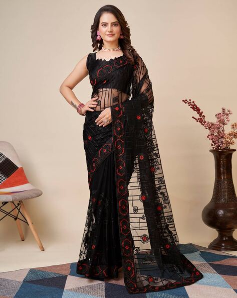 Buy Black Sarees for Women by VIVERA Online