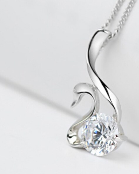 S925 Sterling Silver Swarovski Crystal Swan Pendant Necklace – ArtGalleryZen