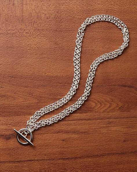 Men's Solid Sterling Silver Chunky T-Bar Curb Link Necklace - Tilly Sveaas  Jewellery