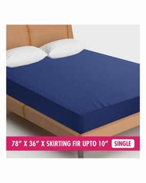 Poshleaf Premium Waterproof Cotton Mattress Protector/Bed Cover| Breathable with Elastic Fitted Straps (Single (78"x36"), Blue)