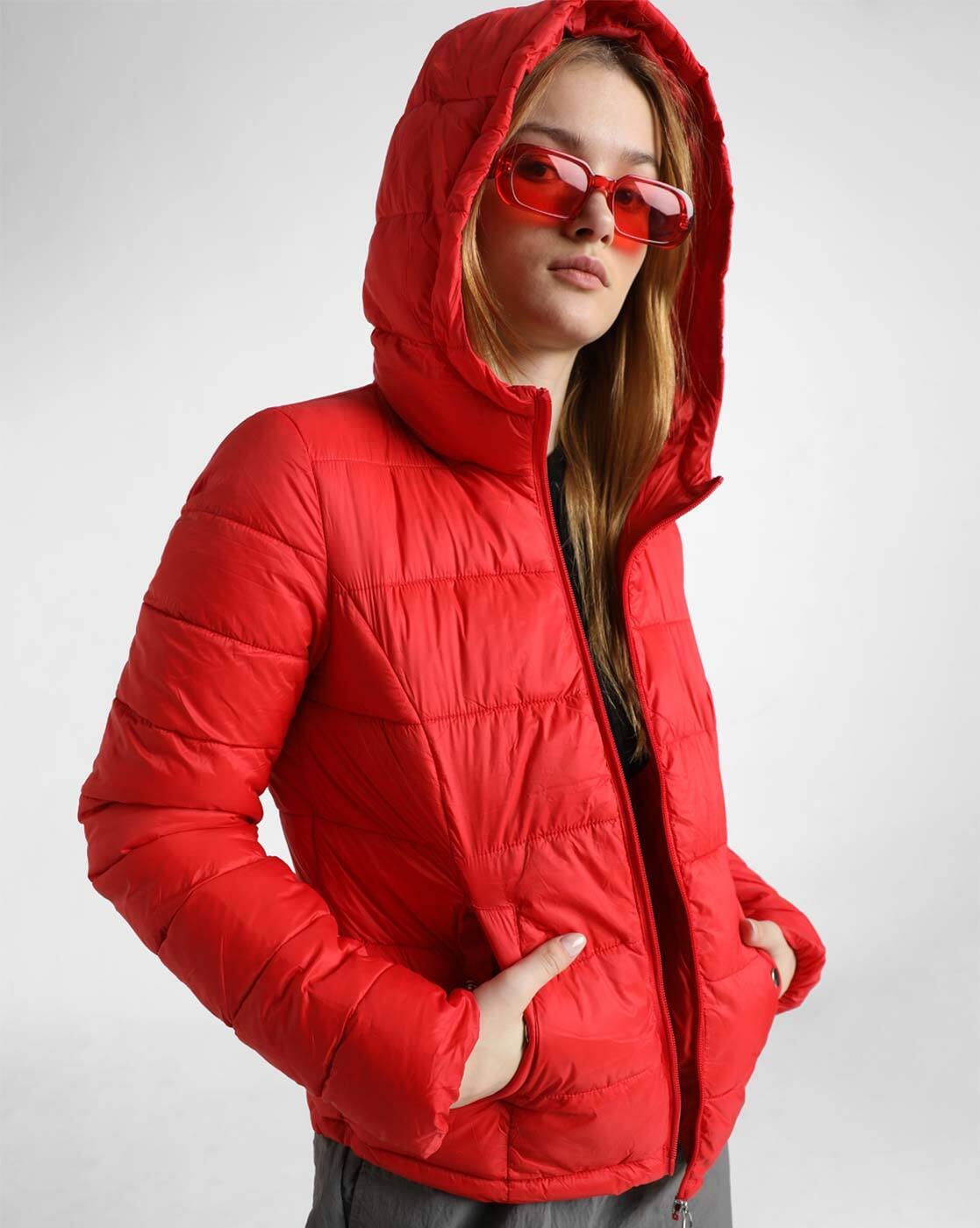 Red puffer jacket on sale women