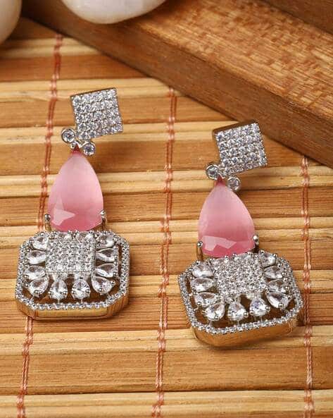 Ajio Pink Hanging Earrings Ajio Small Rose Gold Stud Earrings