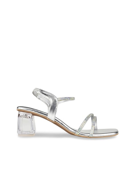 Buy Silver Heeled Sandals for Women by Sneak-a-Peek Online | Ajio.com