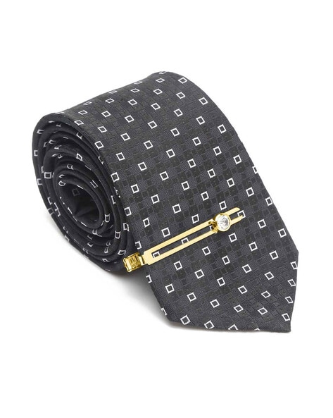 Louis Vuitton Silver Black Logo Men's Tie Clip