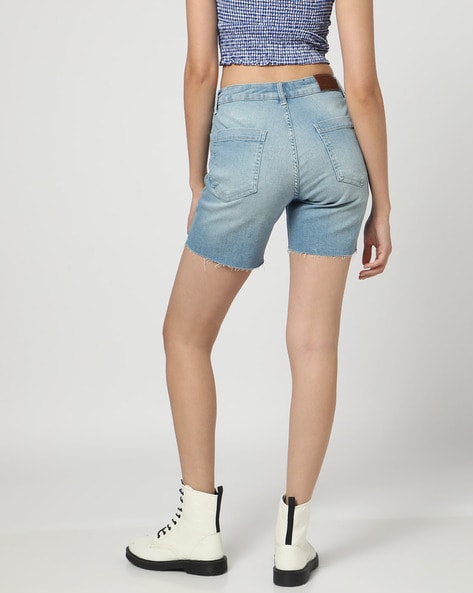 Heavily Washed Distressed Hot Pants