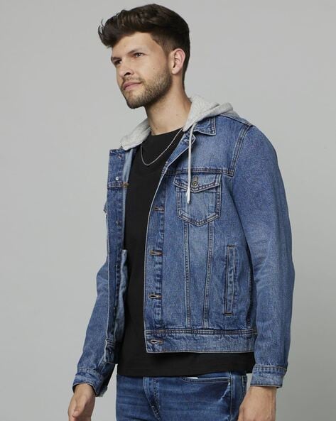 Blue jean hooded jacket online