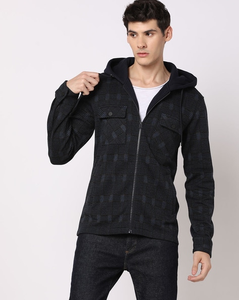 Checked Slim Fit Hoodie