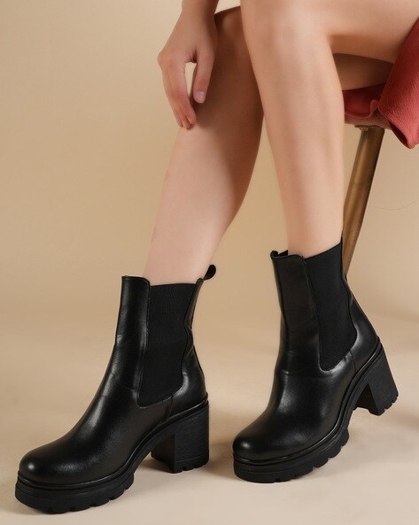 Womens black slip on boots cheap
