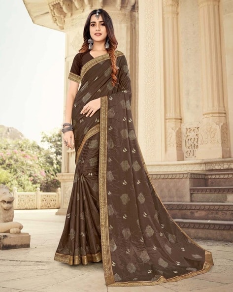 Buy Blue Geometric Blouson Stitched Saree Online at Best Price at Global  Desi- SS22GD055SSLRX