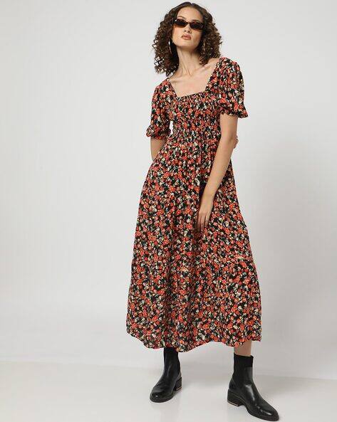 SAM Floral Print Tiered Dress