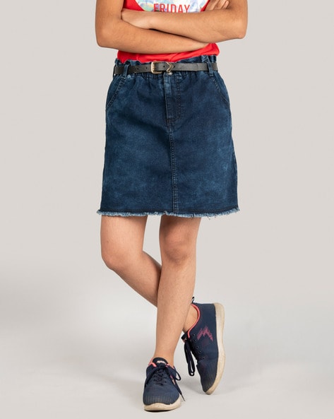 Denim Skirts for Women High Waist Straight Midi Length Skirts with Pockets  Solid Color Love Button Down Skirt - Walmart.com