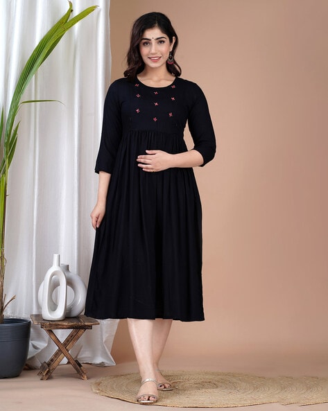 Black Readymade Flared Kurti In Georgette Latest 867KR03