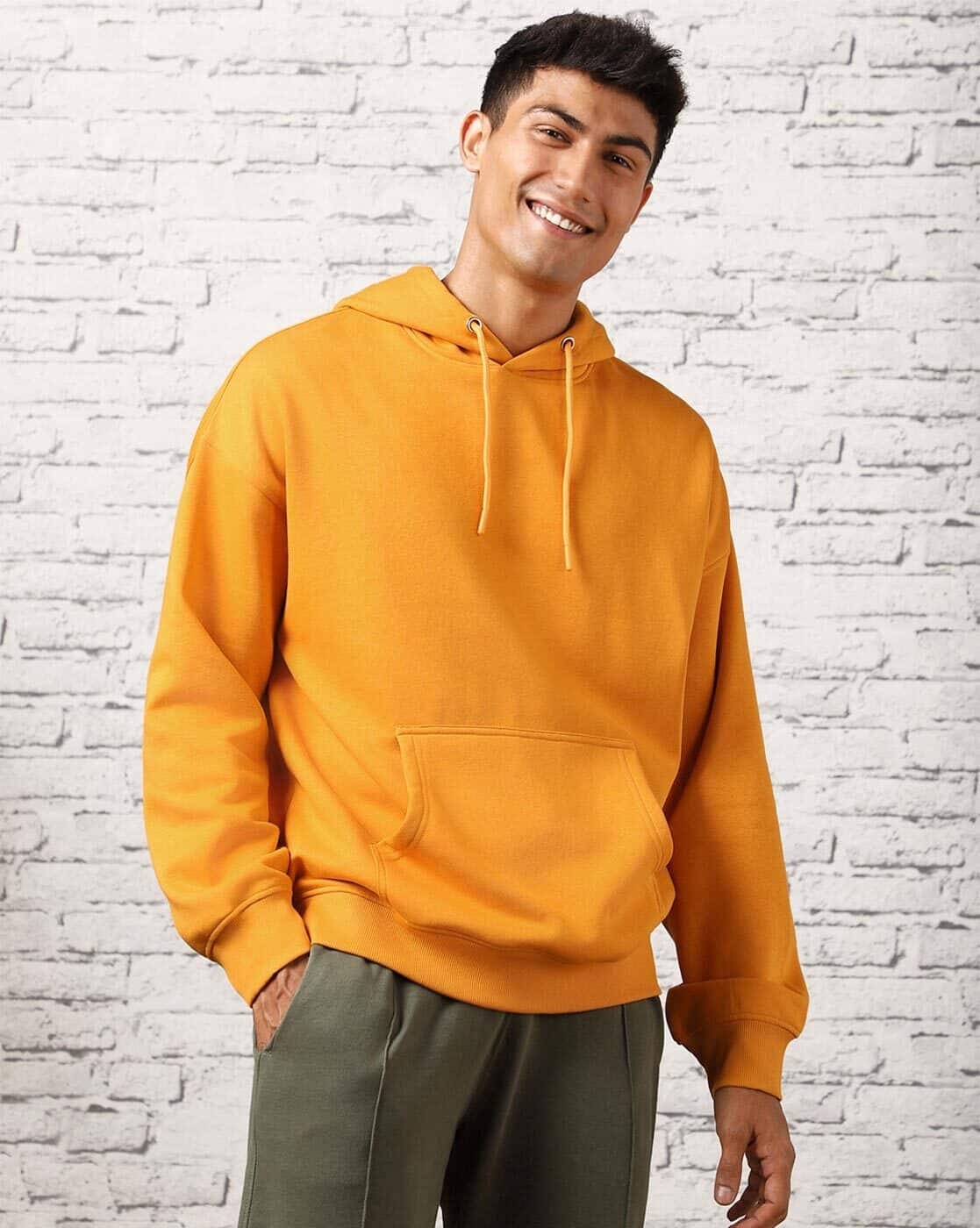 Buy Nobero Men Oversized Kangaroo Pocket Hoodie Online | Ajio.com
